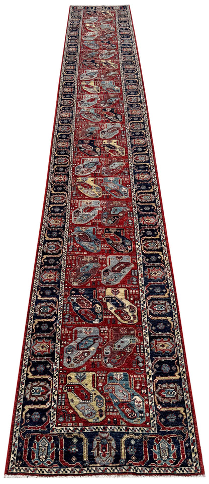 Turkmen weave Afghan , 19th century Caucasian design, 580x81cm | Rug# 27247