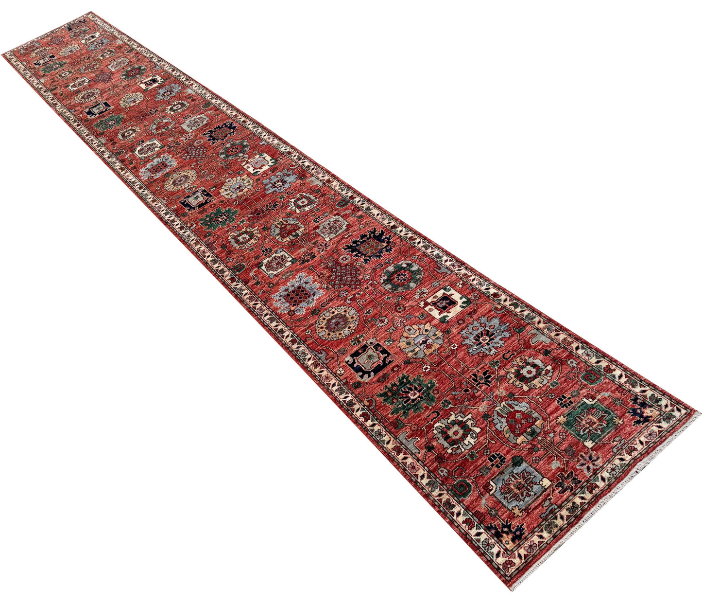 Afghan Turkmen weave hall runner , 16th century Safavid design, ,599x84cm | Rug# 27252