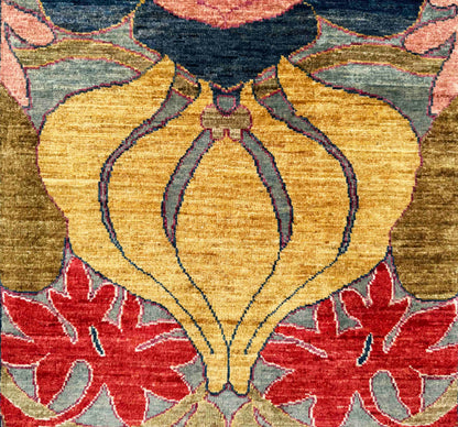 Art Nouveau dsigner runner, Custom-made, Turkmen weave, 447x82cm | Rug# 27253