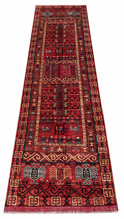 Ersari weave Khiva runner, Hatchli design,  302x85cm | Rug# 27254