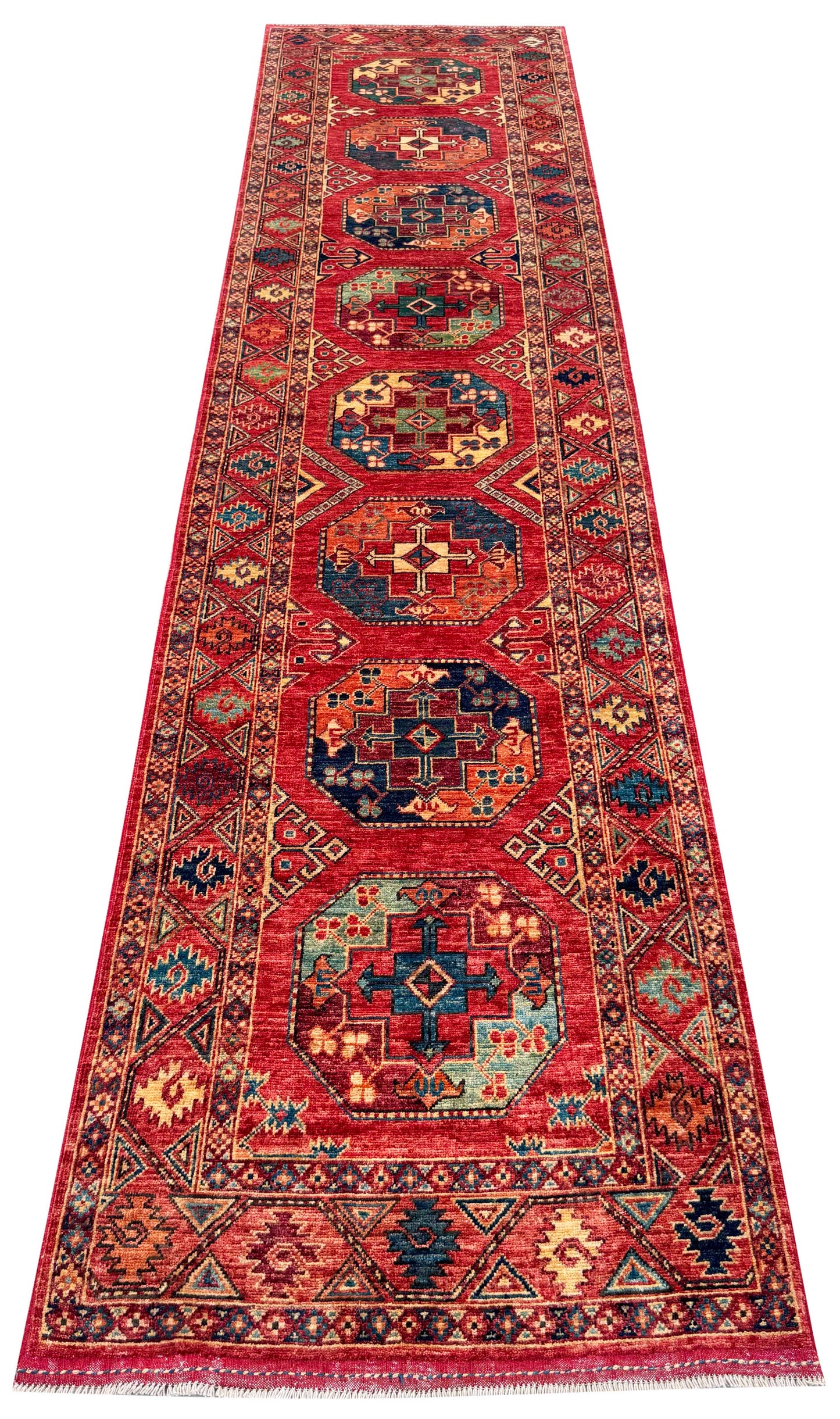 Ersari Turkmen hall runner, natural vegetable dyes, very durable 368x84 cm | Rug# 27255