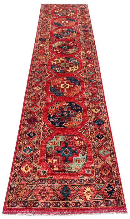 Ersari Turkmen hall runner, natural vegetable dyes, very durable 368x84 cm | Rug# 27255