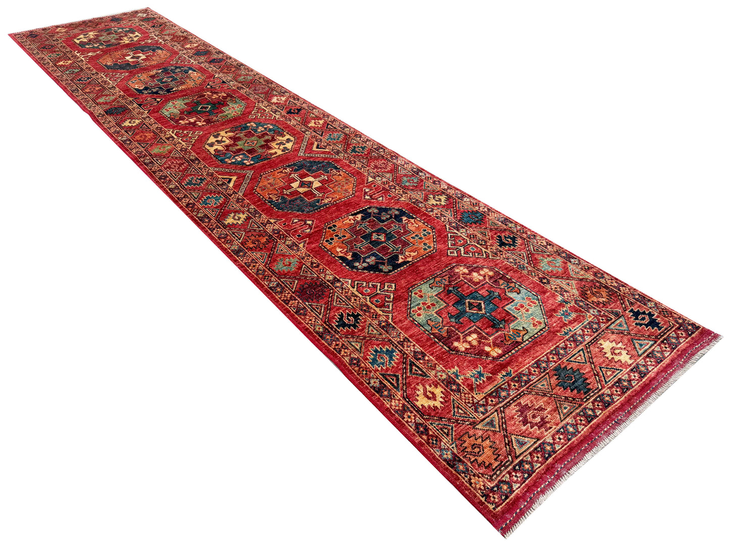 Ersari Turkmen hall runner, natural vegetable dyes, very durable 368x84 cm | Rug# 27255