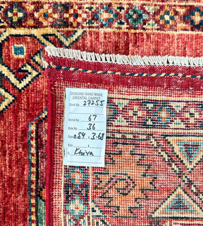 Ersari Turkmen hall runner, natural vegetable dyes, very durable 368x84 cm | Rug# 27255