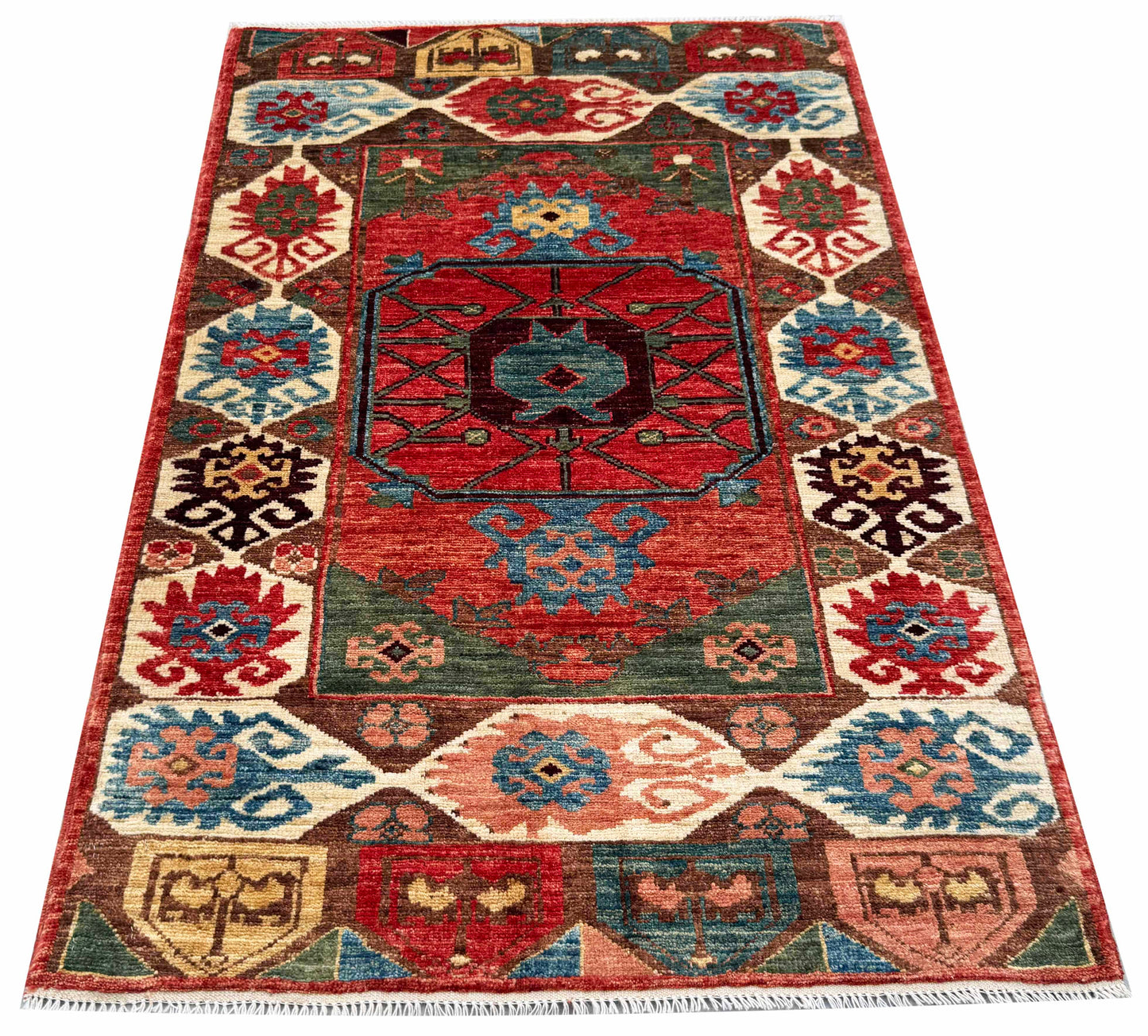 Turkmen weave Afghan, 19th c Caucasian inspired 180x121cm | Rug# 27257