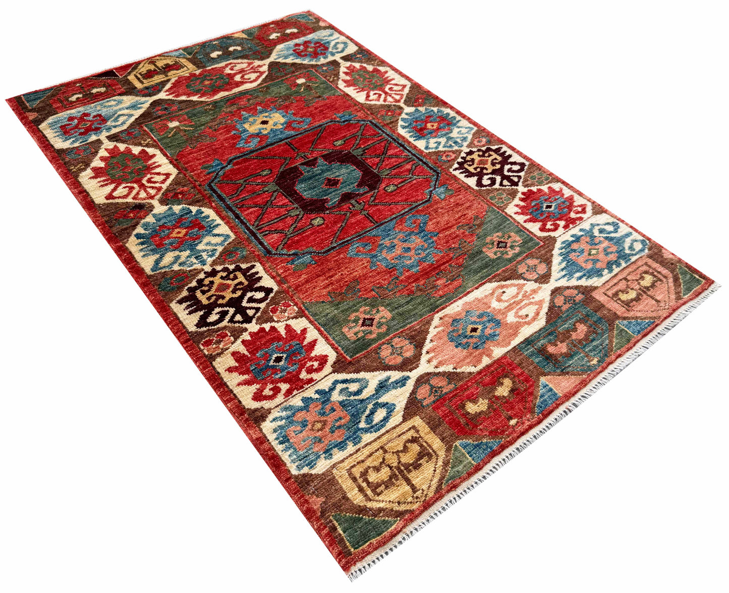 Turkmen weave Afghan, 19th c Caucasian inspired 180x121cm | Rug# 27257