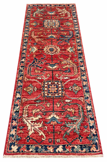 Turkmen weave Afghan, 19th. c Heriz design 184x63 cm | Rug# 27260