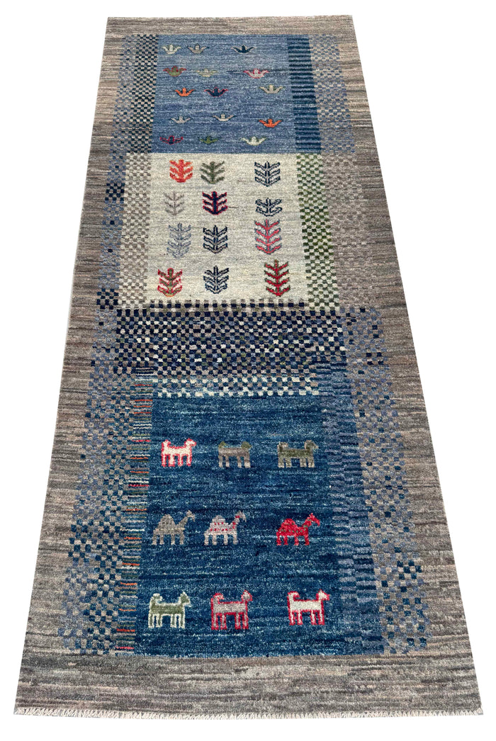 Turkmen weave Afghan,  Gabbeh design  173x69cm | Rug# 27264