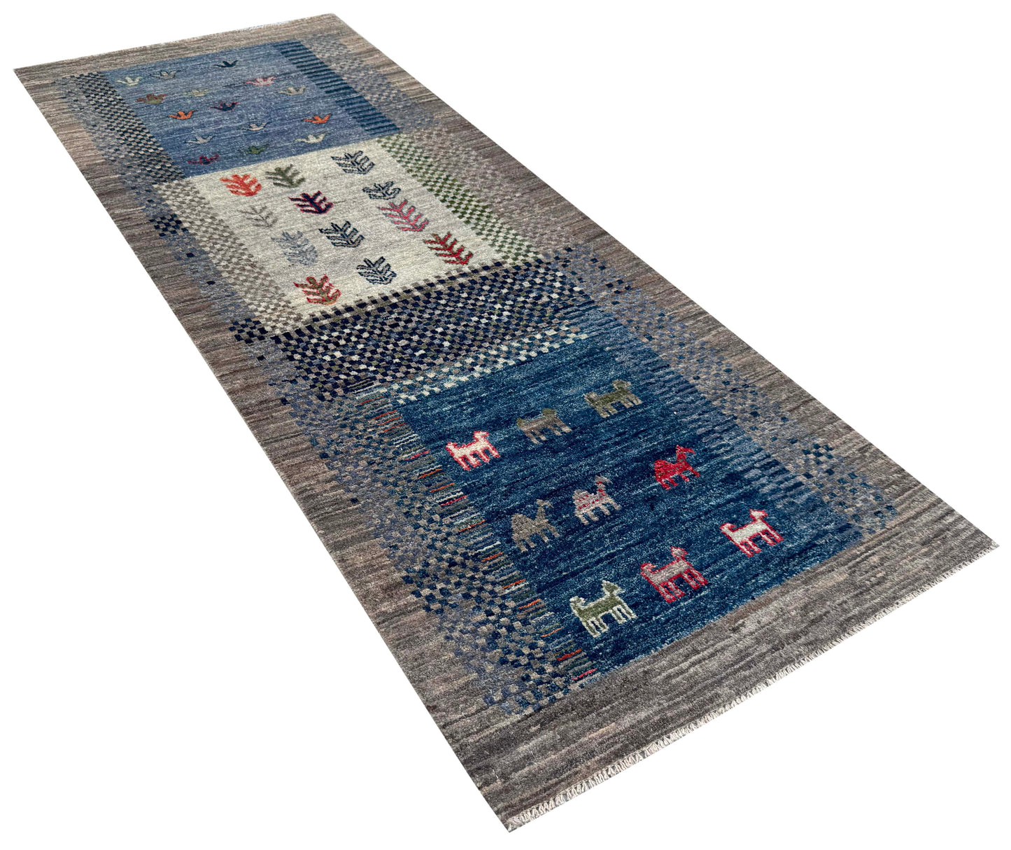 Turkmen weave Afghan,  Gabbeh design  173x69cm | Rug# 27264