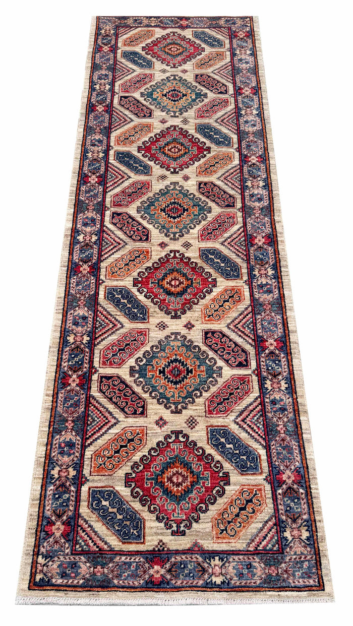 Turkmen weave Afghan, 19th.c Caucasian inspired 243x73 cm | Rug# 27266
