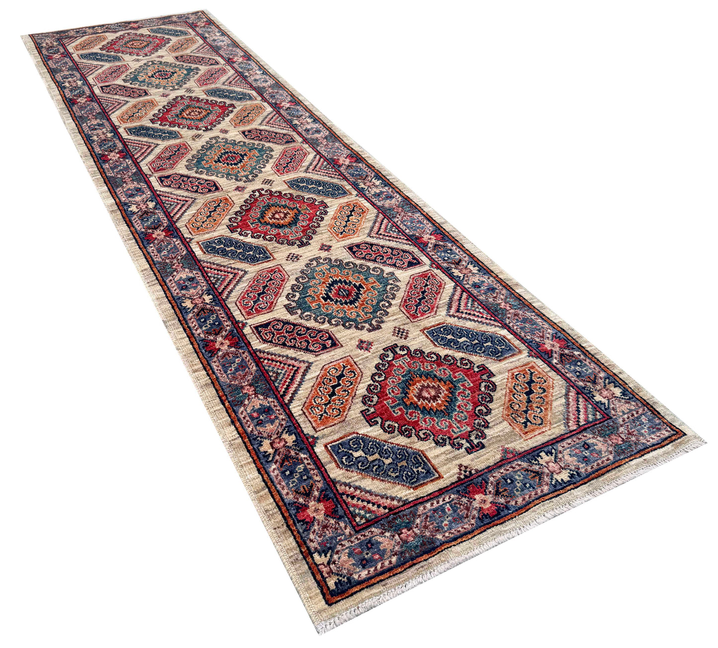 Turkmen weave Afghan, 19th.c Caucasian inspired 243x73 cm | Rug# 27266
