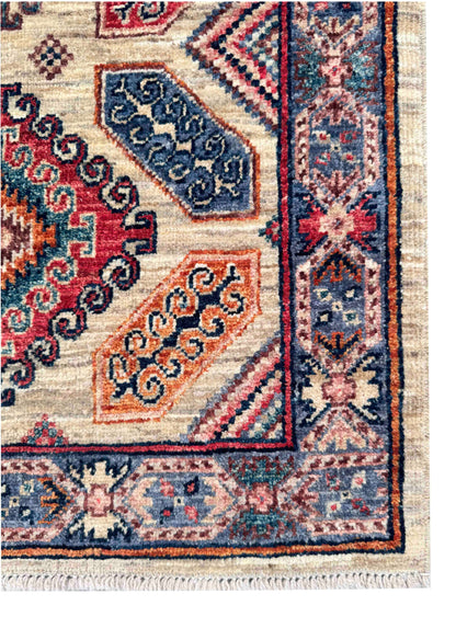 Turkmen weave Afghan, 19th.c Caucasian inspired 243x73 cm | Rug# 27266