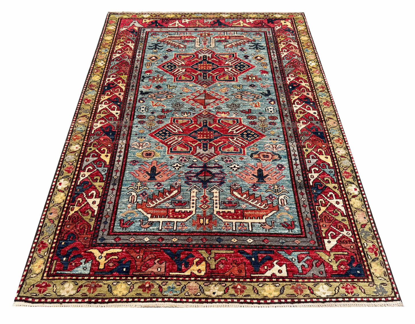 Chechen weave Afghan, 19th century Kazak design 179x123 cm | Rug# 27270