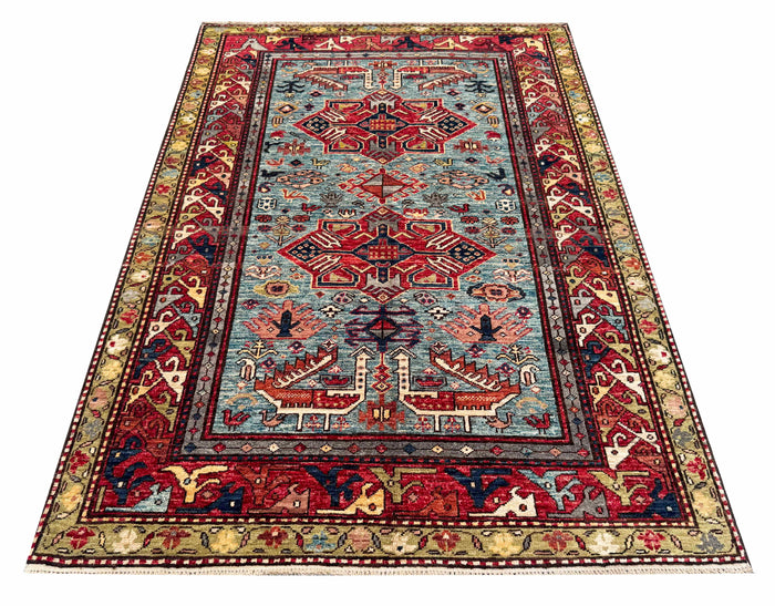 Chechen weave Afghan, 19th century Kazak design 179x123 cm | Rug# 27270