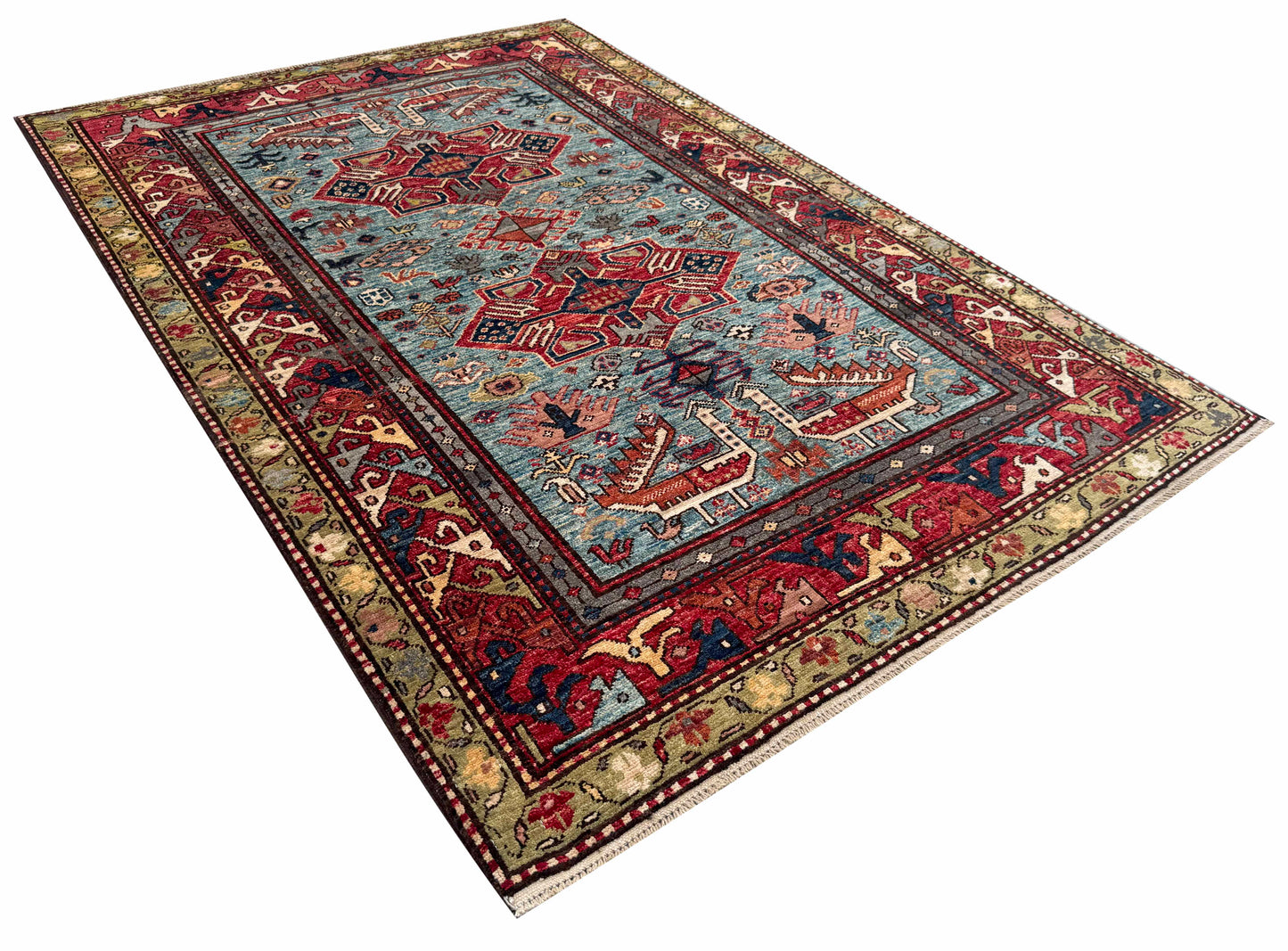 Chechen weave Afghan, 19th century Kazak design 179x123 cm | Rug# 27270