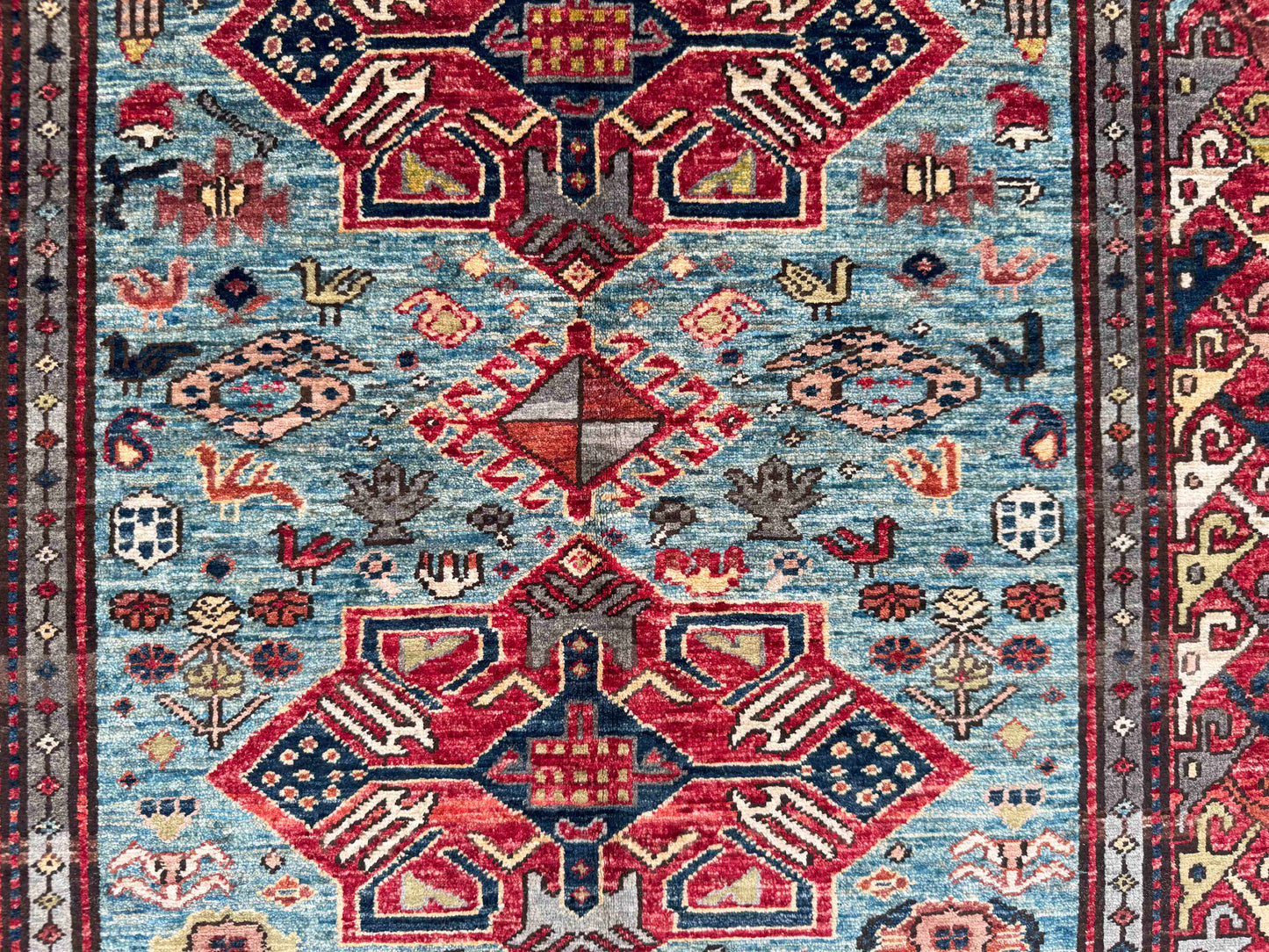 Chechen weave Afghan, 19th century Kazak design 179x123 cm | Rug# 27270