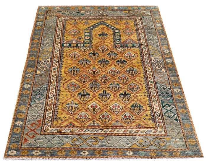 Turkmen weave Afghan, 19th century Caucasian prayer inspired 152x99cm | Rug# 27273