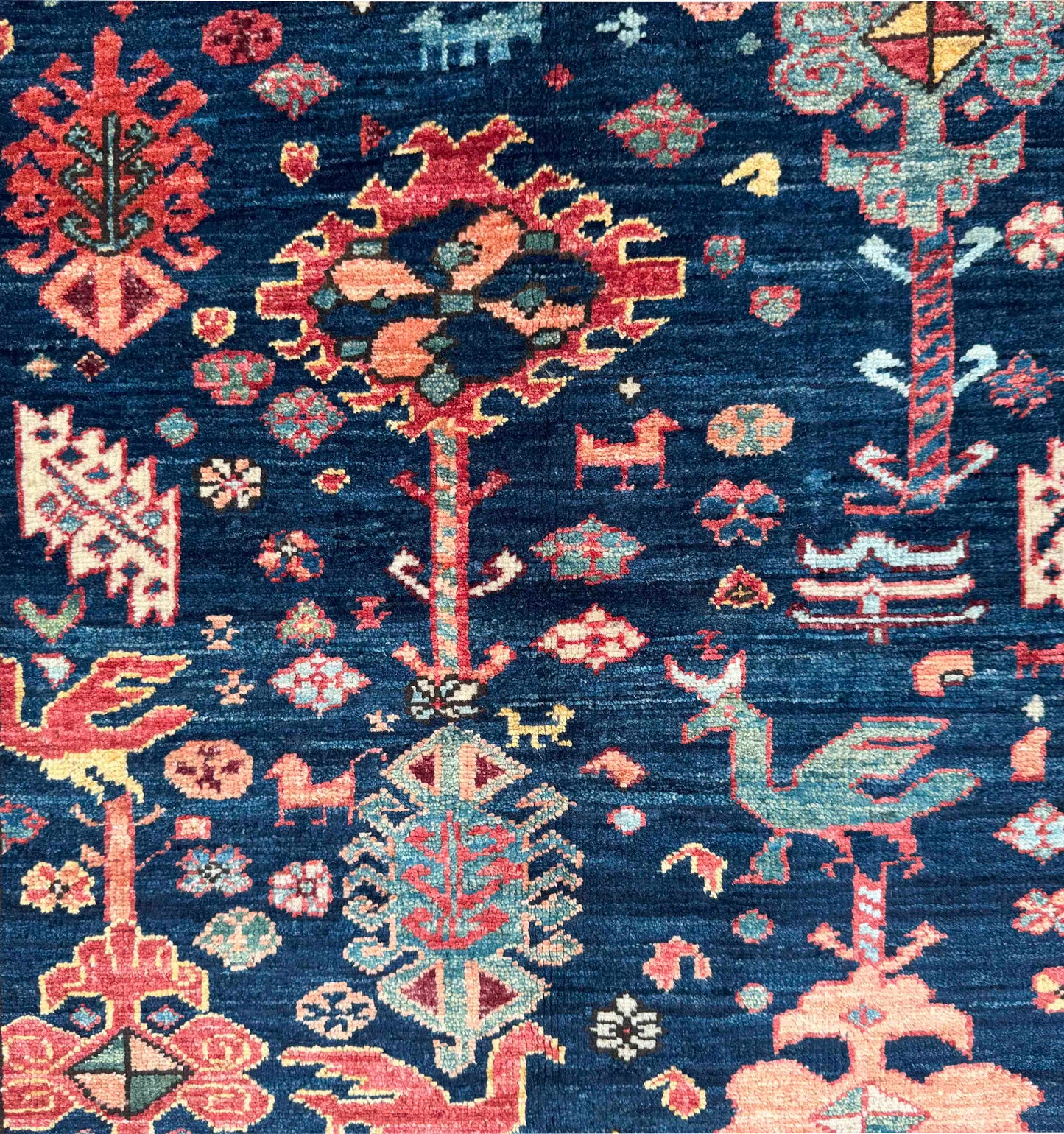 Turkmen weave Afghan, inpired by a Lion-Rug illustrated in a book 122x98cm | Rug# 27274