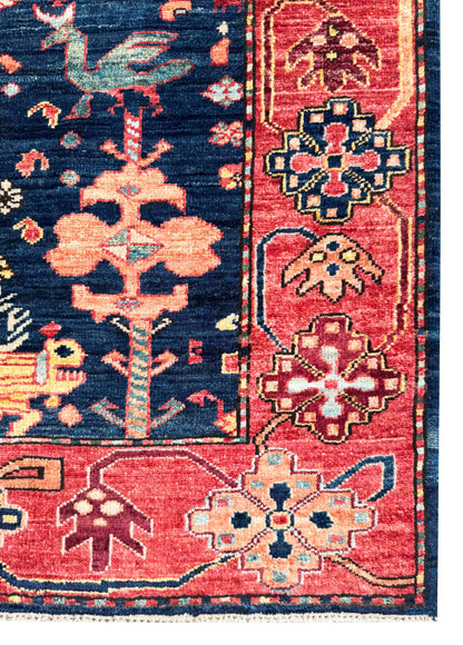 Turkmen weave Afghan, inpired by a Lion-Rug illustrated in a book 122x98cm | Rug# 27274