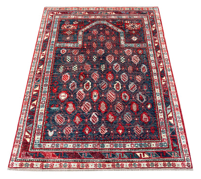 Turkmen weave Afghan, 19th century Caucasian prayer inspired 157x127 cm | Rug# 27278