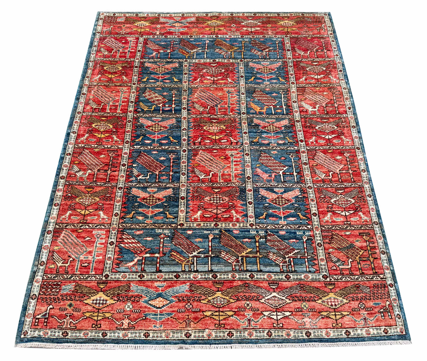 Turkmen weave Afghan, inspired by a 19th century Caucasian Sumac 181x126cm | Rug# 27279