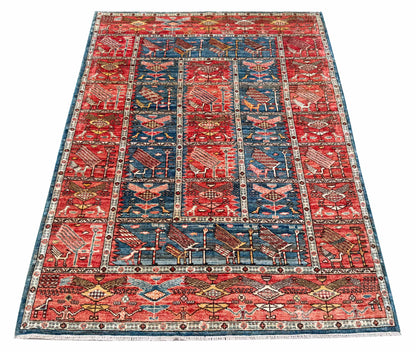 Turkmen weave Afghan, inspired by a 19th century Caucasian Sumac 181x126cm | Rug# 27279