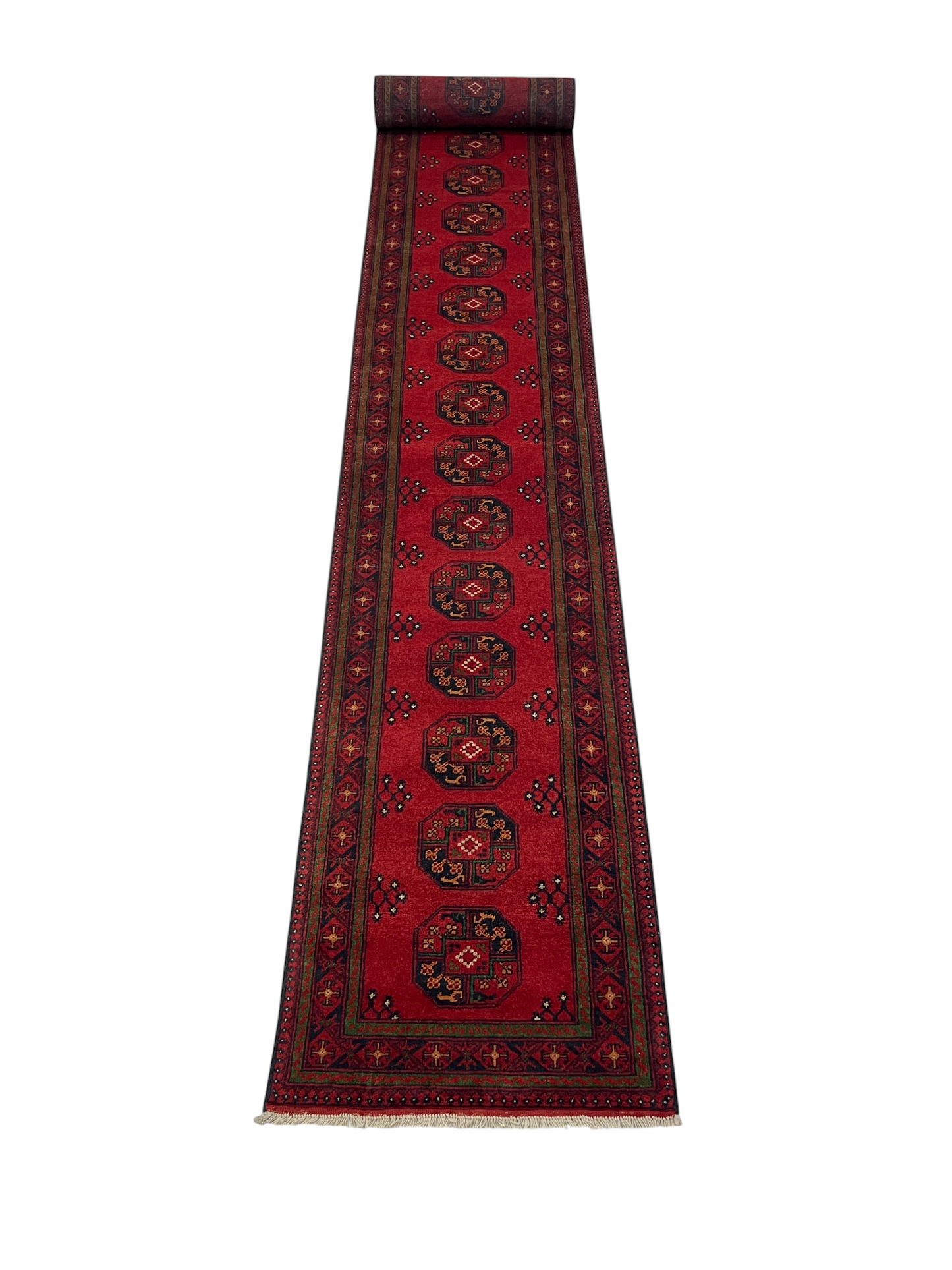 Erdsari weave Afghan runner, Dolatabad design 692x83cm | Rug# 27281