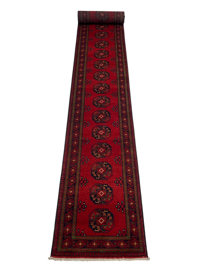Erdsari weave Afghan runner, Dolatabad design, 692x81cm | Rug# 27282