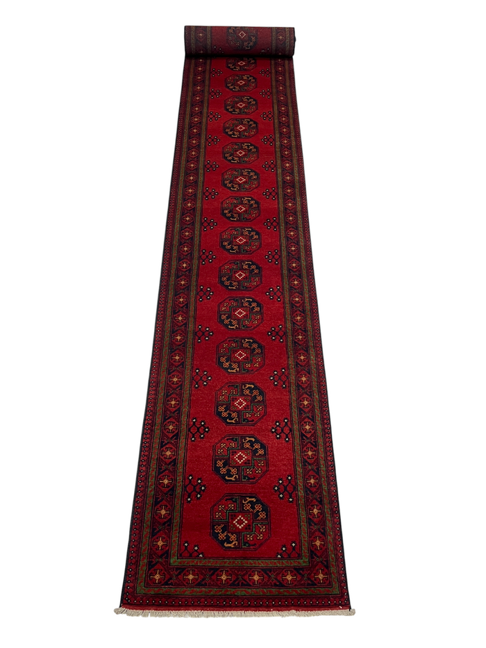 Erdsari weave Afghan runner, Dolatabad design, 692x81cm | Rug# 27282