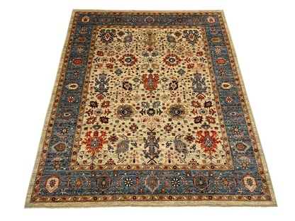 Afghan Turkmen weave, 18th century Oushak design, 300×253 cm | Rug# 27283