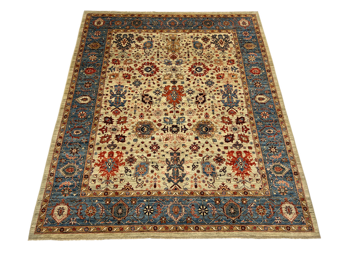 Afghan Turkmen weave, 18th century Oushak design, 300×253 cm | Rug# 27283