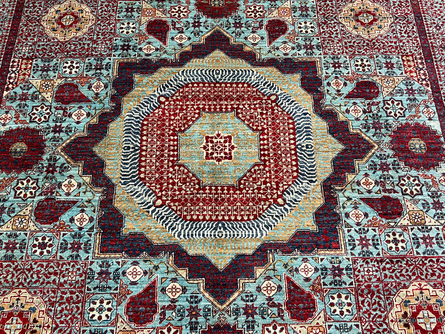 Turkmen weave Afghan, 15th century Mamluk design  291x24 cm | Rug# 27284