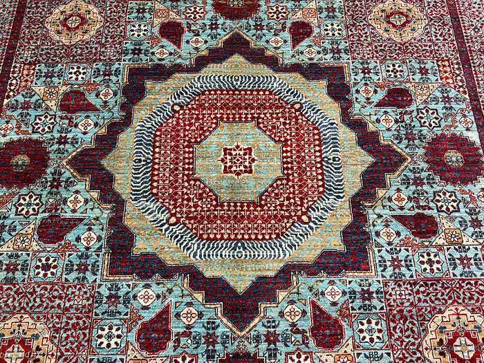 Turkmen weave Afghan, 15th century Mamluk design  291x246 cm | Rug# 27284