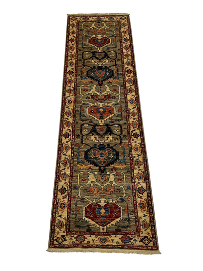 Turkmen weave Afghan, 19th Serapi design 292x79cm | Rug# 27287