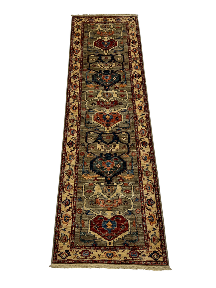 Turkmen weave Afghan, 19th Serapi design 292x79cm | Rug# 27287