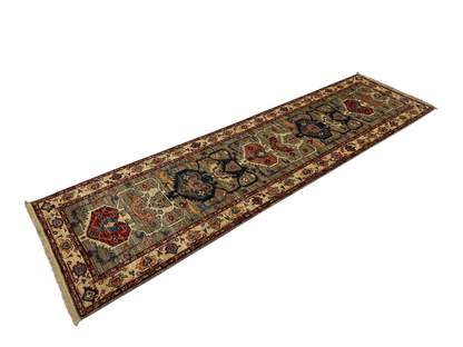 Turkmen weave Afghan, 19th Serapi design 292x79cm | Rug# 27287