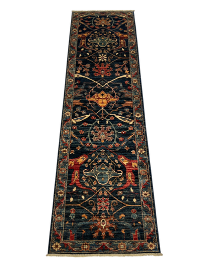 Turkmen weave Afghan, 17th Bijar design, 306x81 cm | Rug# 27290