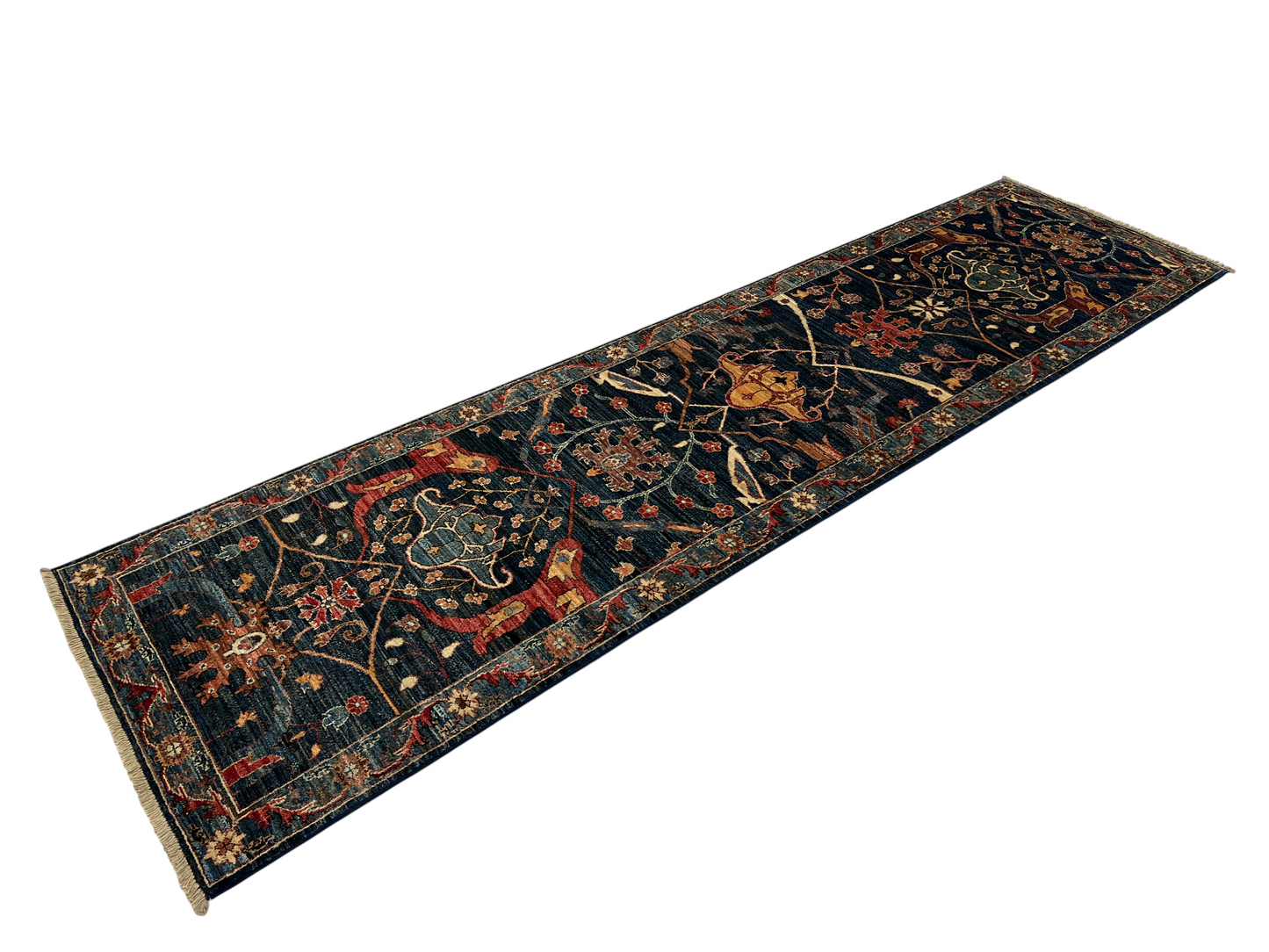 Turkmen weave Afghan, 17th Bijar design, 306x81 cm | Rug# 27290