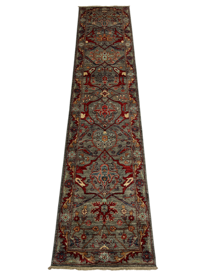 Turkmen weave Afghan, 17th Bijar design 351x79 cm | Rug# 27292