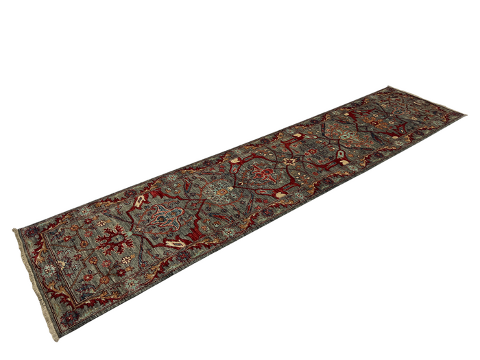 Turkmen weave Afghan, 17th Bijar design 351x79 cm | Rug# 27292