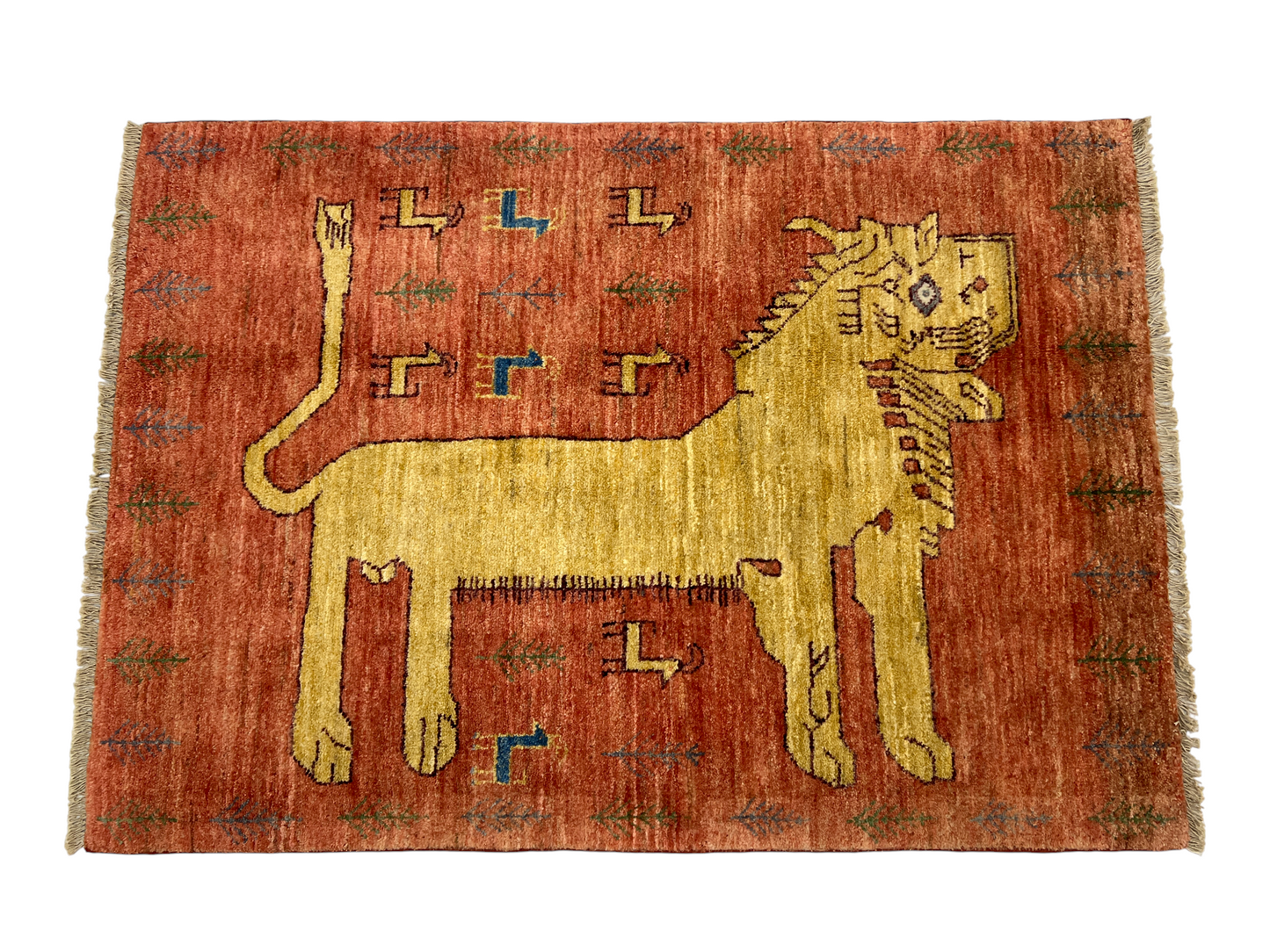 Turkmen weave Afghan, Lion rug design  145x102 cm | Rug# 27293