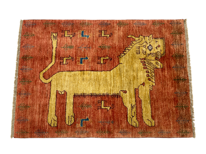 Turkmen weave Afghan, Lion rug design  145x102 cm | Rug# 27293