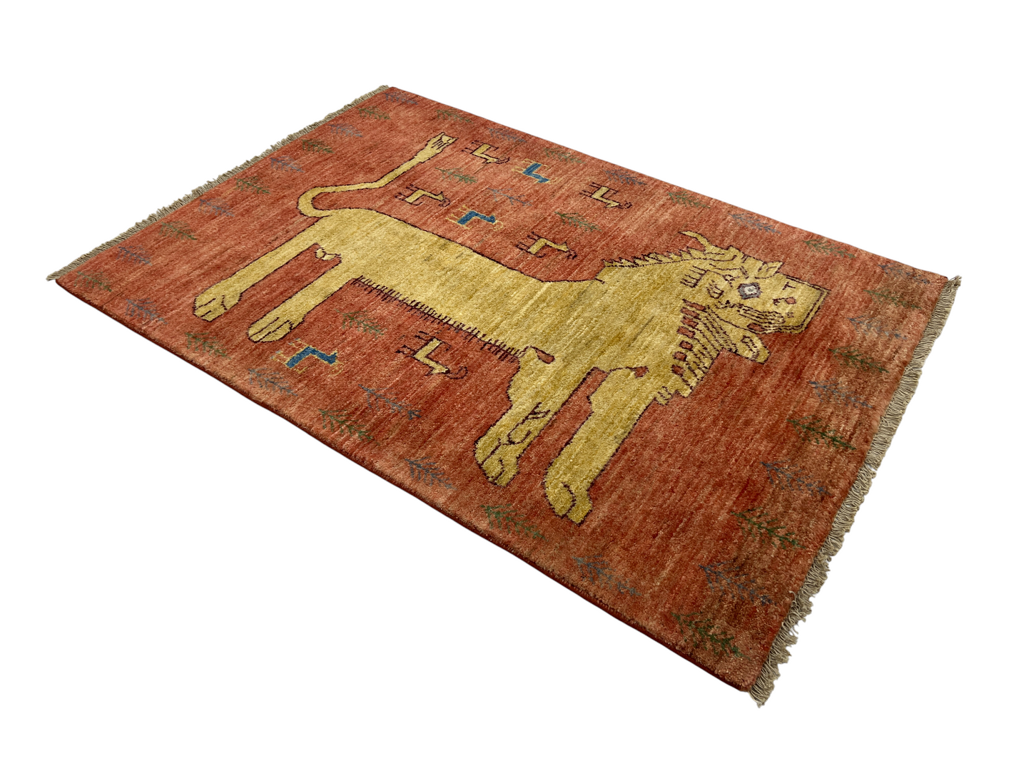 Turkmen weave Afghan, Lion rug design  145x102 cm | Rug# 27293