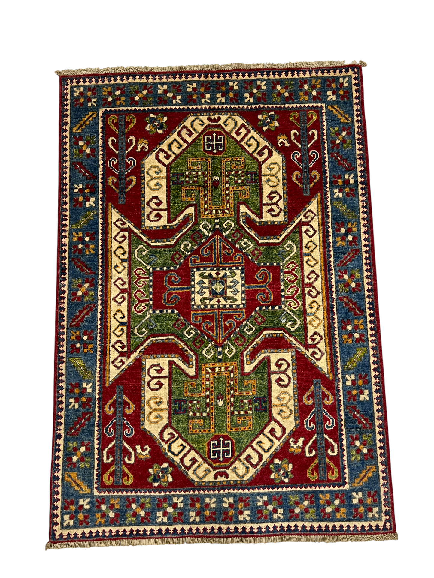 Chechen weave Afghan, 19th.c Kazak design  144x99 cm | Rug# 27296