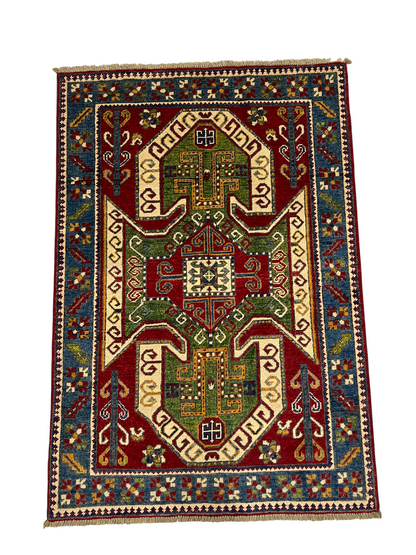 Chechen weave Afghan, 19th.c Kazak design  144x99 cm | Rug# 27296