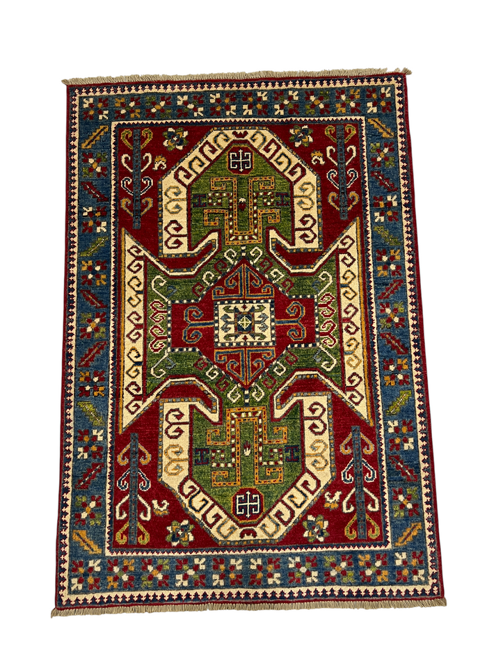 Chechen weave Afghan, 19th.c Kazak design  144x99 cm | Rug# 27296