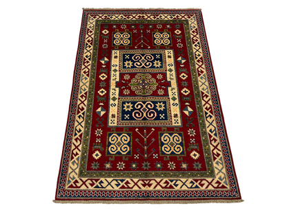 Chechen weave Afghan, 19th.c Kazak design 178x120 cm | Rug# 27297