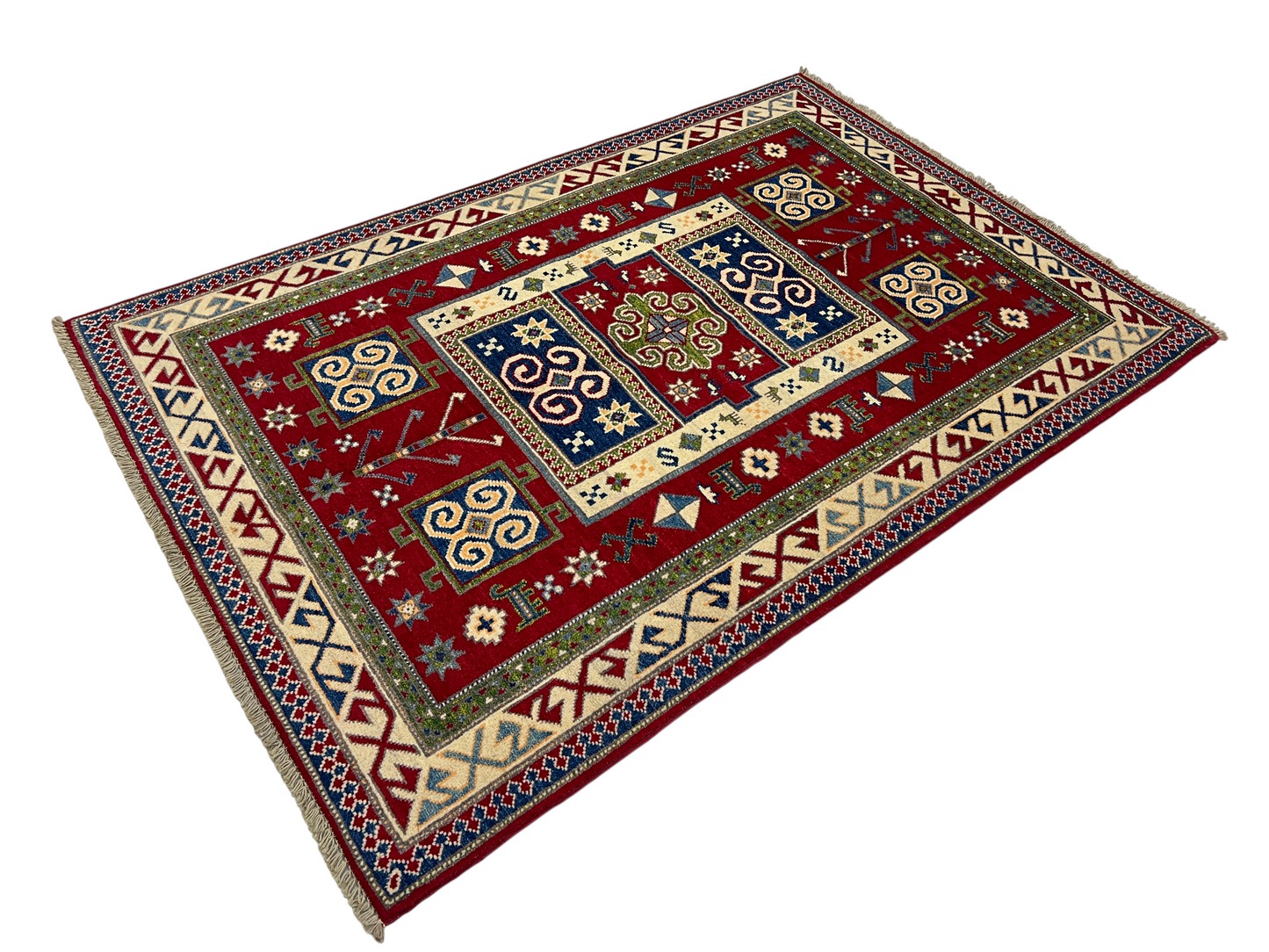 Chechen weave Afghan, 19th.c Kazak design 178x120 cm | Rug# 27297