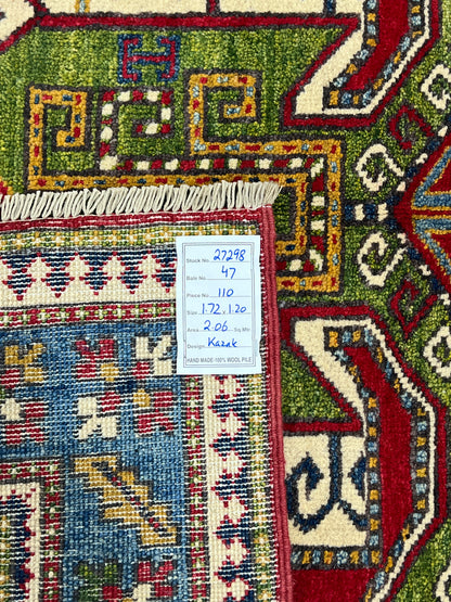 Chechen weave Afghan, 19th.c Kazak design  172x120 cm | Rug# 27298