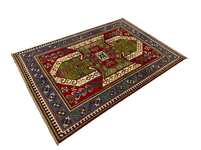 Chechen weave Afghan, 19th.c Kazak design  172x120 cm | Rug# 27298